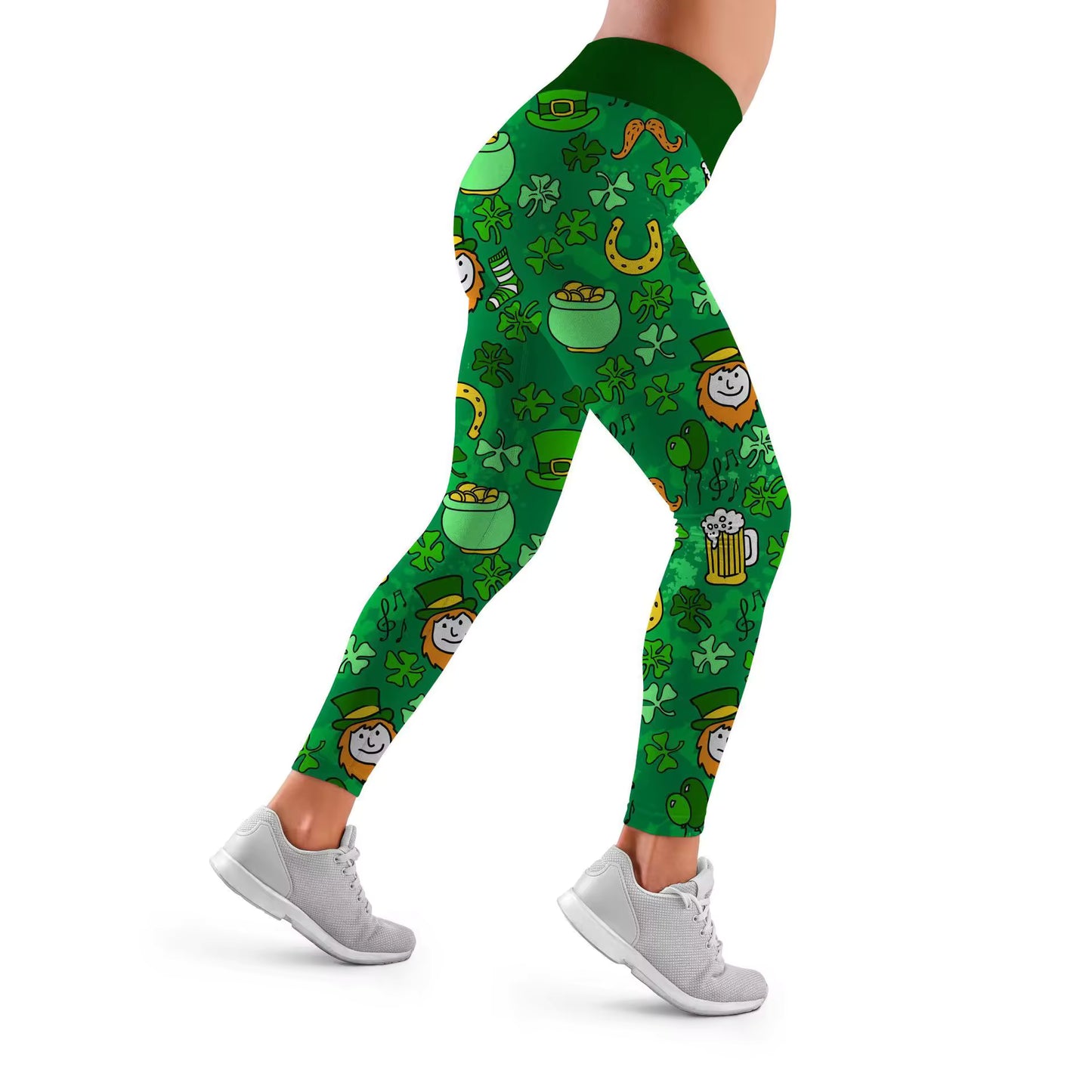 St. Patrick's Day Green Leprechaun and Pots of Gold Leggings