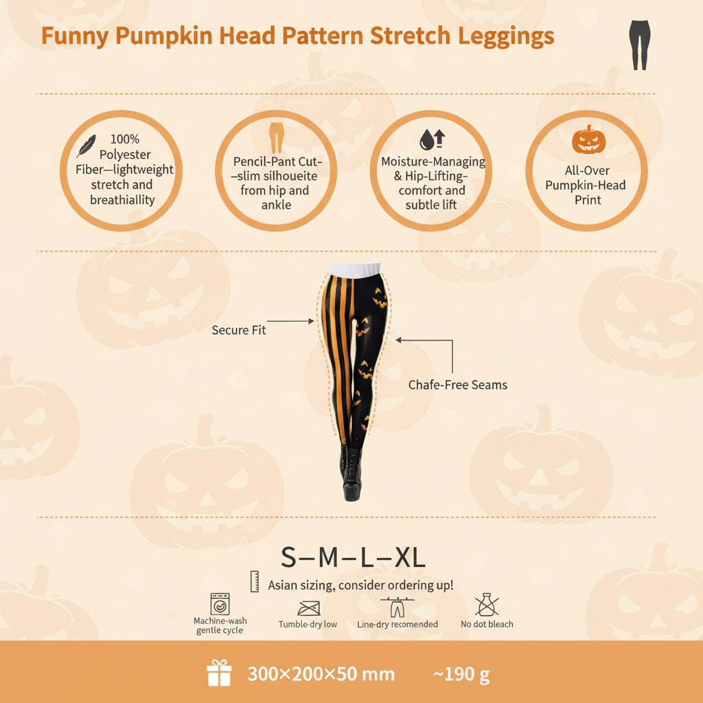 Funny Pumpkin Head Pattern Stretch Leggings