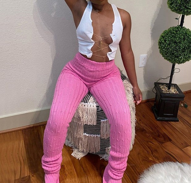 Fall Winter Amazon Ins Mid-Waist Trousers With Slits And Hips Slim Casual Pants