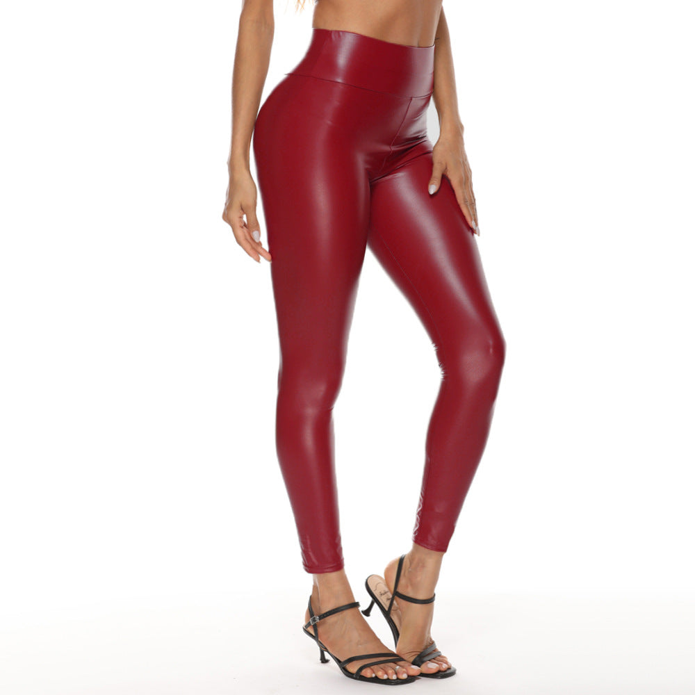 High Stretch Women PU Leather Tight Leggings Sexy High Waist Trousers Pants