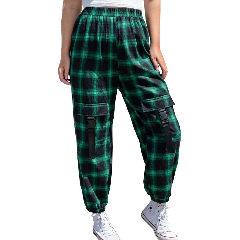 Women's High Waist Plaid Corset Overalls