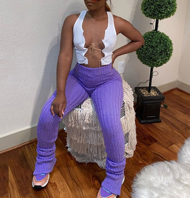 Fall Winter Amazon Ins Mid-Waist Trousers With Slits And Hips Slim Casual Pants