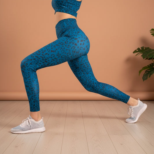 Teal Leopard Print High-Waist Leggings
