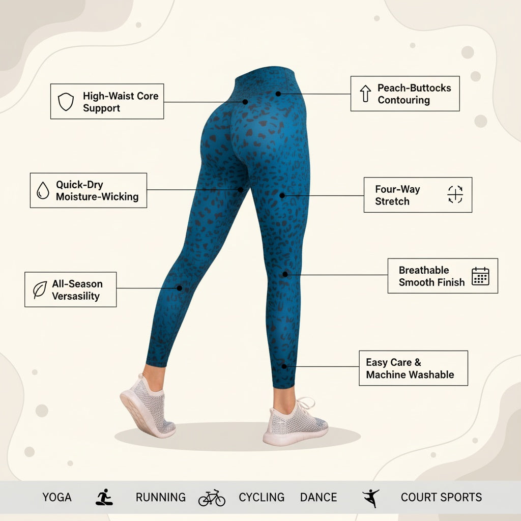 Teal Leopard Print High-Waist Leggings