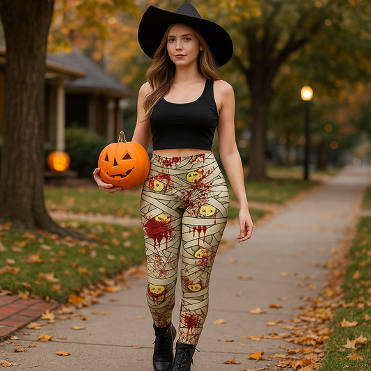 Halloween New Women's Leggings Bandage Printed Yoga Pants