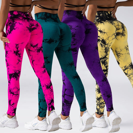 Tie Dye Seamless High Waisted Workout Gym Fitness Leggings for Women Scrunch Butt Lifting Yoga Gym Athletic Pants