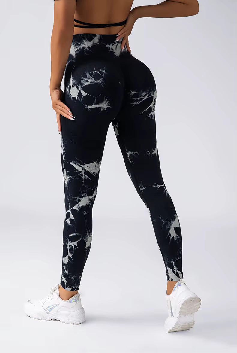 Tie Dye Seamless High Waisted Workout Gym Fitness Leggings for Women Scrunch Butt Lifting Yoga Gym Athletic Pants