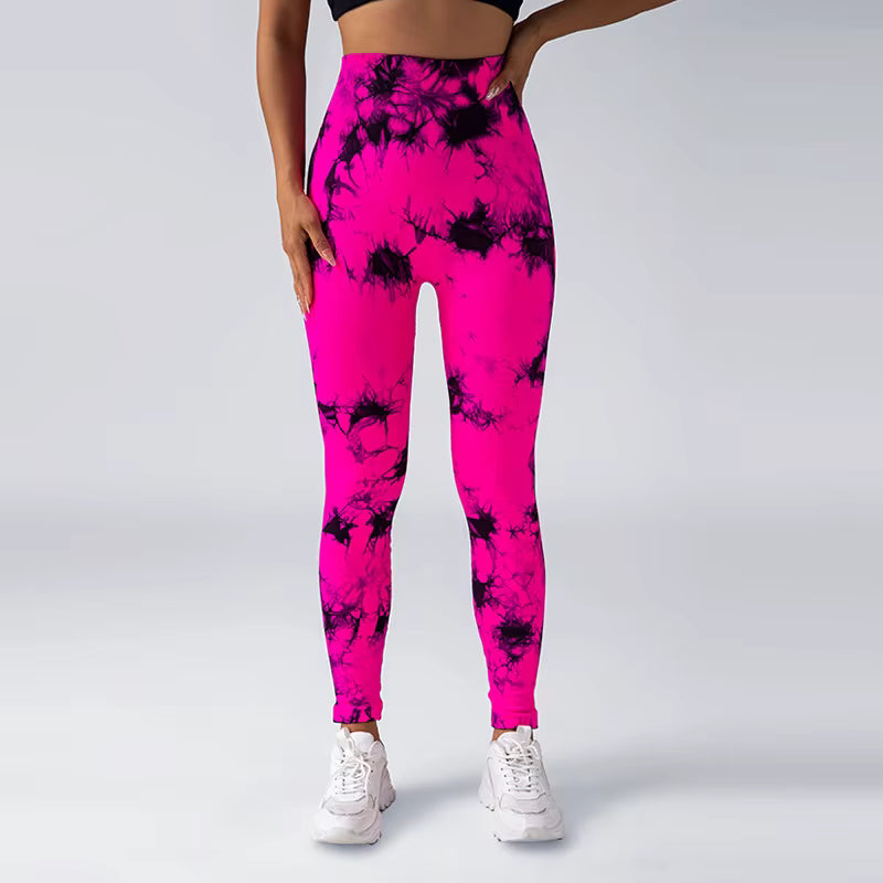 Tie Dye Seamless High Waisted Workout Gym Fitness Leggings for Women Scrunch Butt Lifting Yoga Gym Athletic Pants