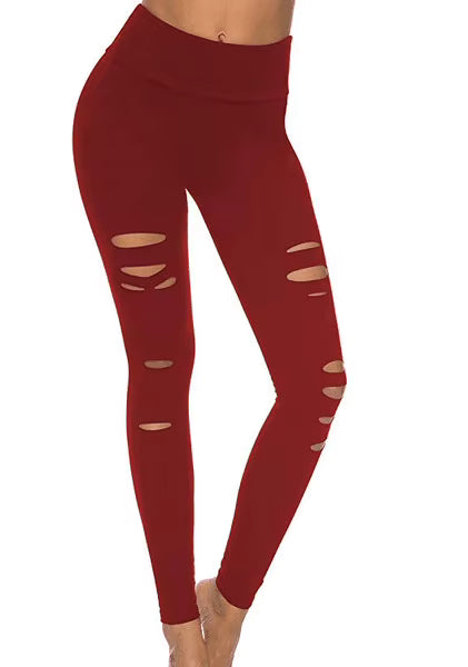High Quality Women Seamless Yoga Pants Casual Cutout Ripped Butt Lifter Tummy Control Yoga Skinny Leggings