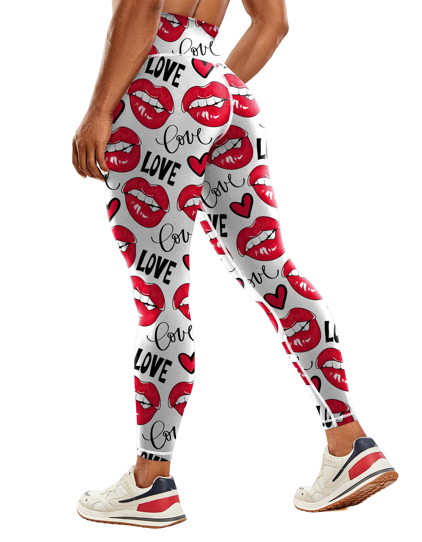 Hot Sportswear Printed Valentine's Day Letters love High Waisted Hip Lift Stylish Stretch Exercise Tights Yoga Pants Leggings