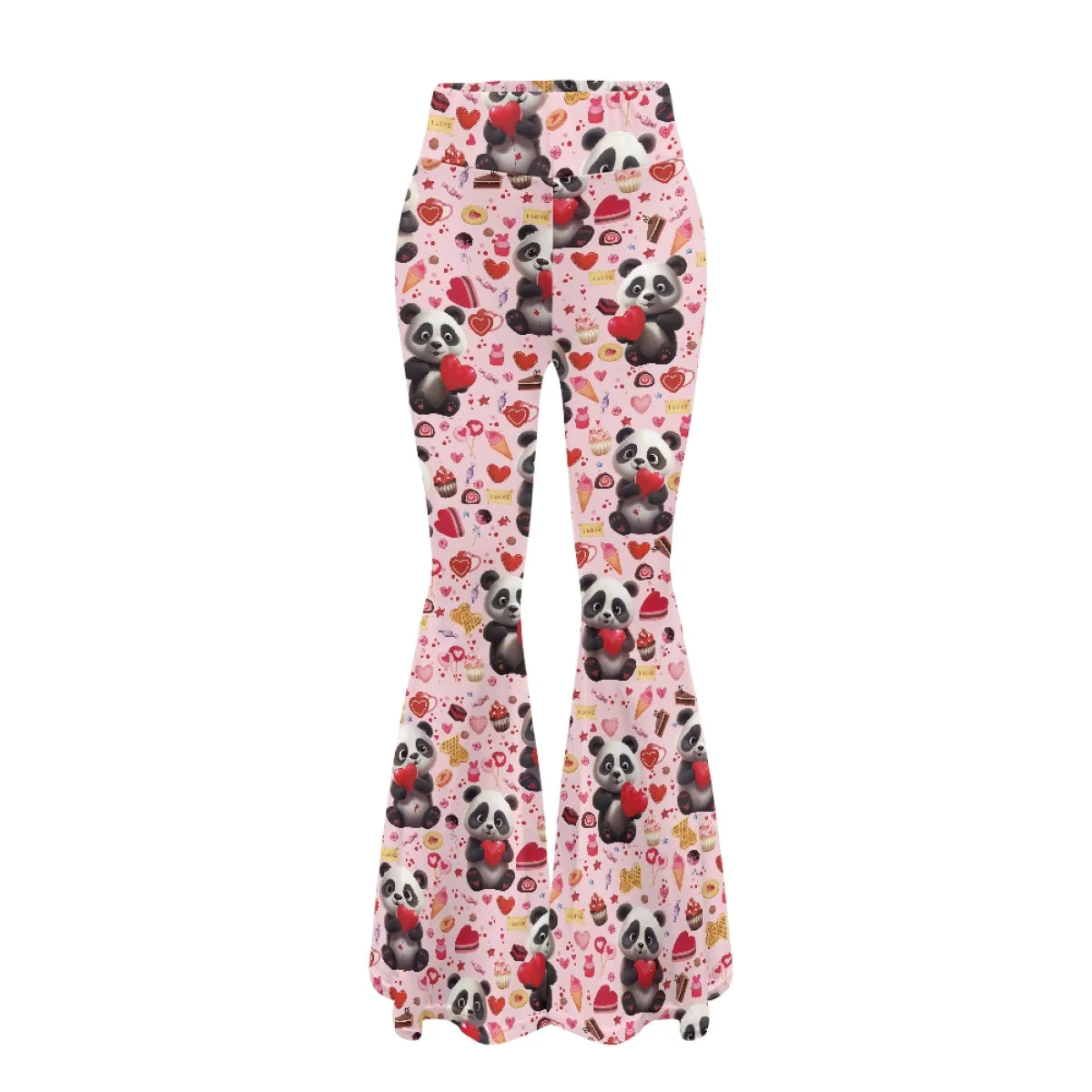 Flared Yoga Pants with Rainbow Heart Pattern Valentine's Day Themed Leggings for Women