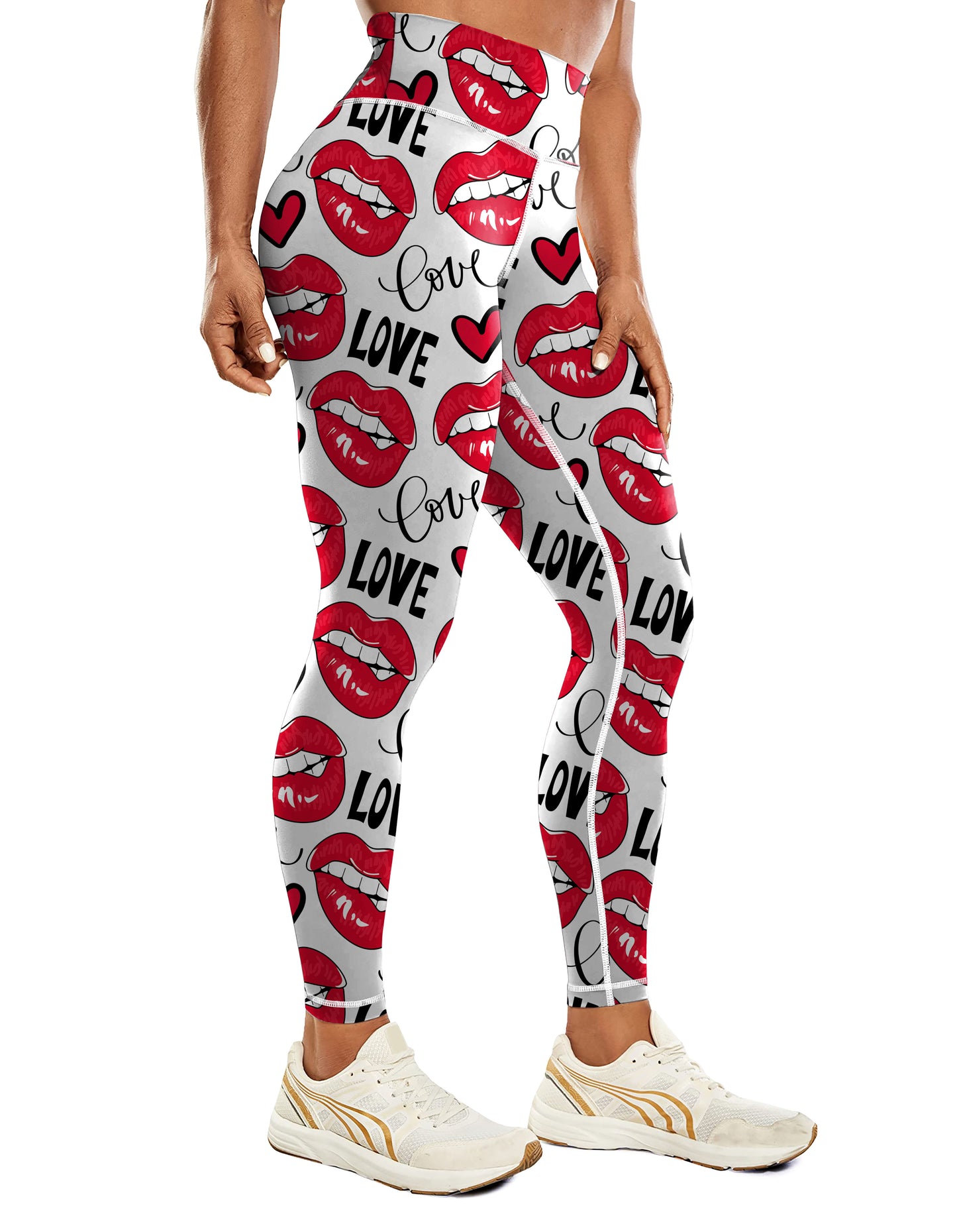 Hot Sportswear Printed Valentine's Day Letters love High Waisted Hip Lift Stylish Stretch Exercise Tights Yoga Pants Leggings