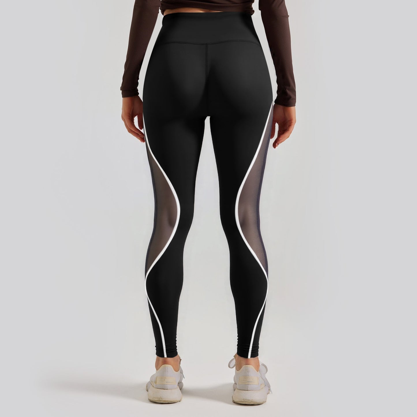 High-Waist Hip-Lifting Women's Yoga Pants Cross-Border Zone Color-Block Mesh Long Pants for Running
