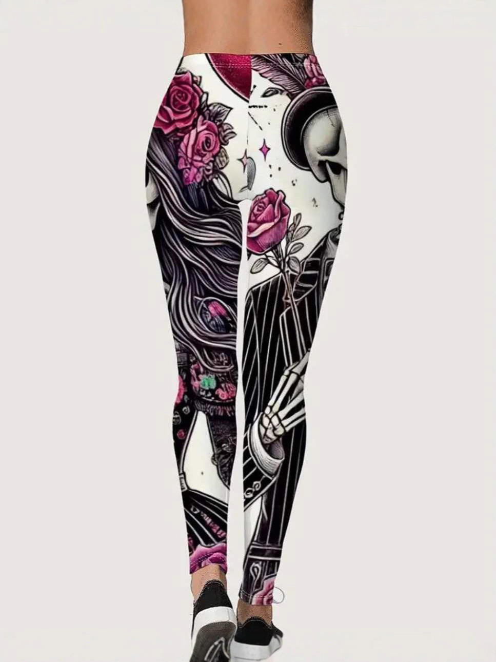Women's Thin High Waist Seamed Stretch Fitness Running Printed Yoga Pants Breathable Knitted Material Patterned Yoga Leggings