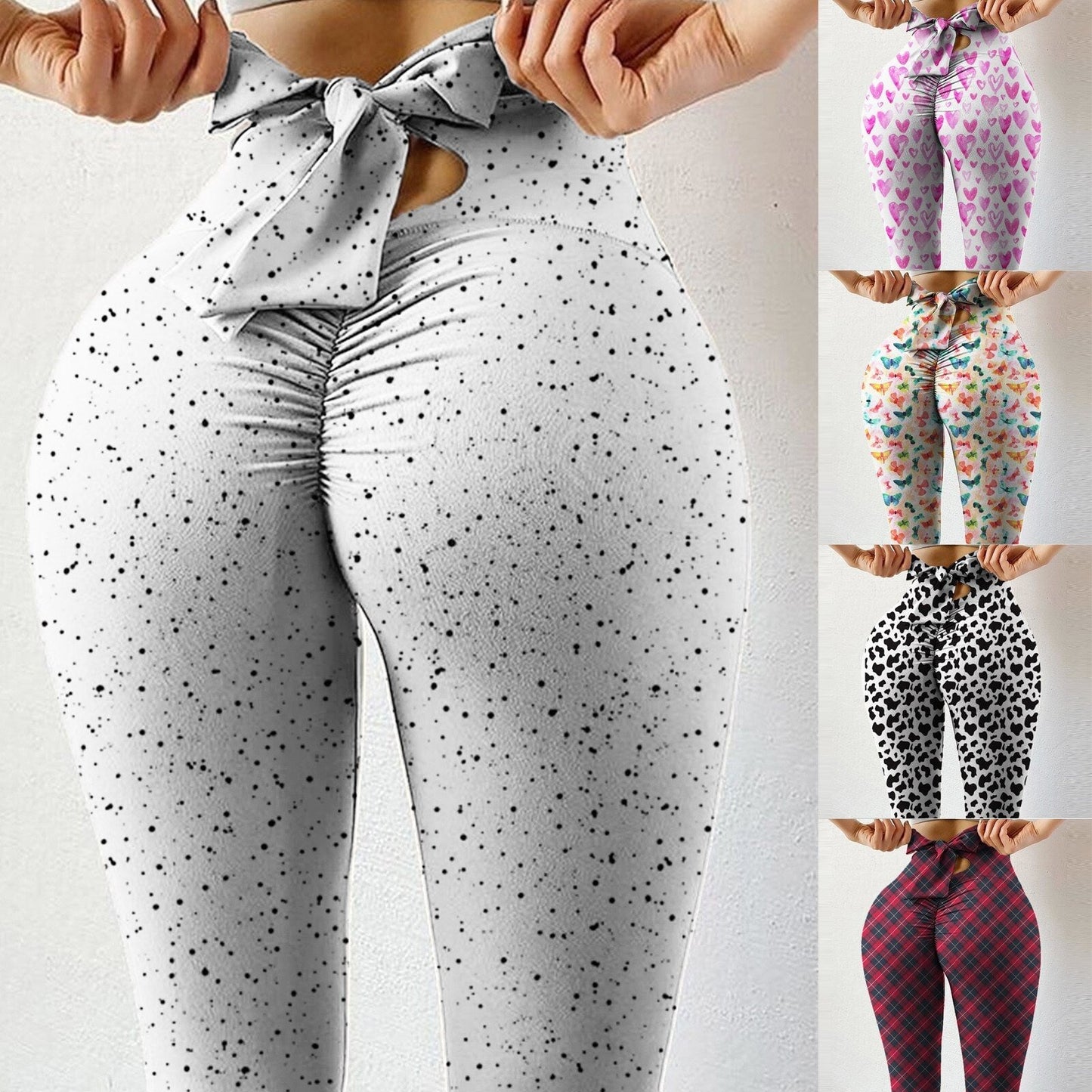 Women's Sexy Waist Back Print Breathable Quick Dry Four-Way Stretch Yoga Pants Sports Peach Hip Gym Leggings Plus Size Fitness