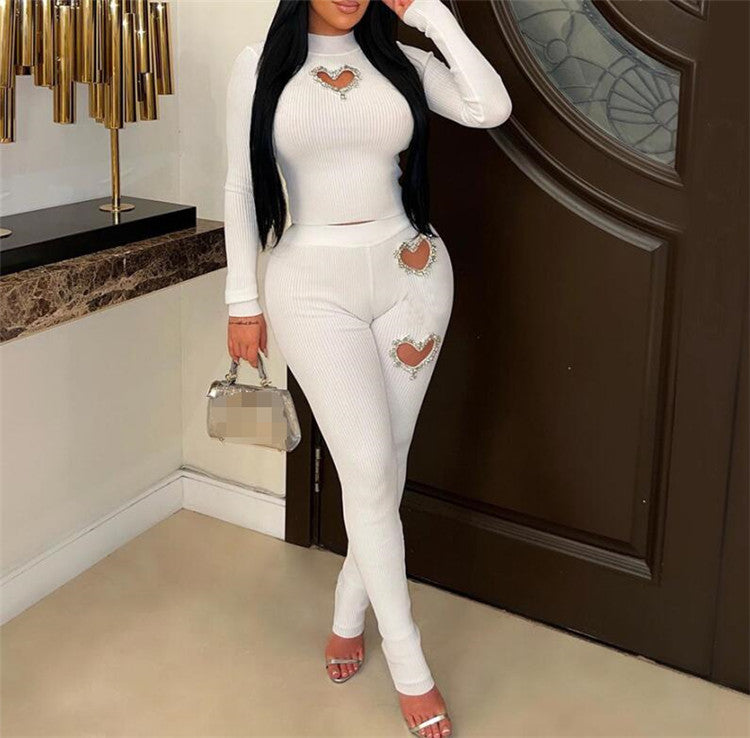 New Arrivals love Heart Valentines Outfits Women 2 Piece Legging Set Women