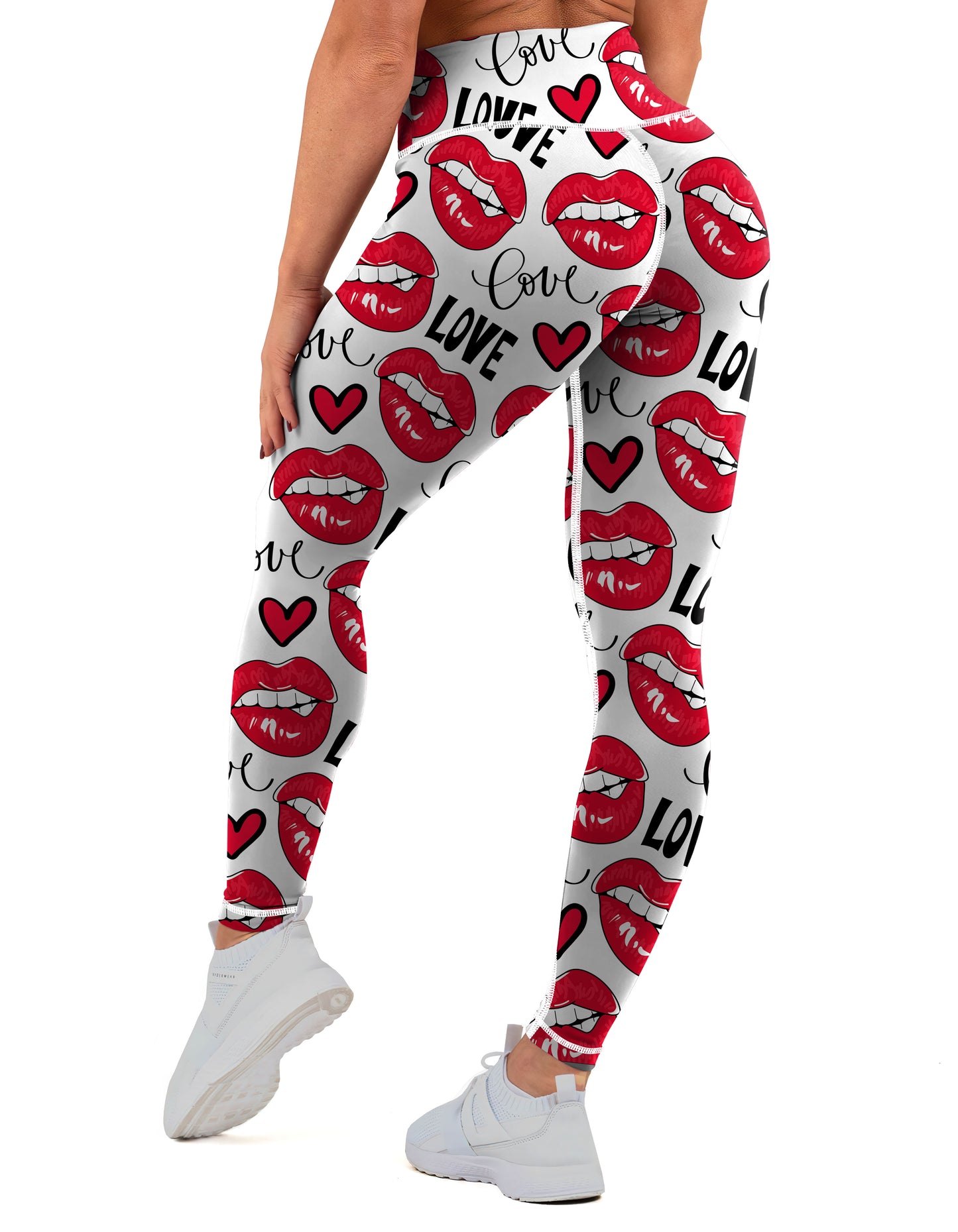 Hot Sportswear Printed Valentine's Day Letters love High Waisted Hip Lift Stylish Stretch Exercise Tights Yoga Pants Leggings