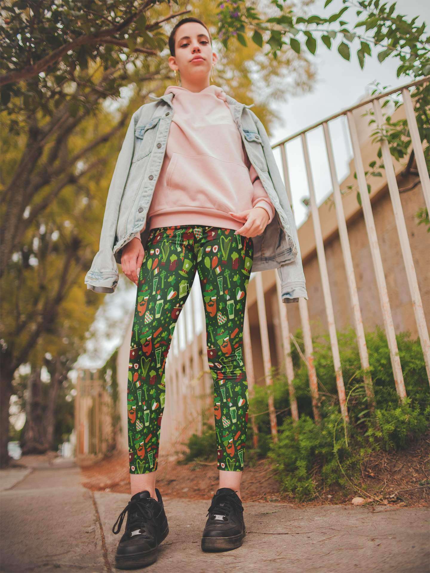 St. Patrick's Day Trendy Fun and Drinks Leggings