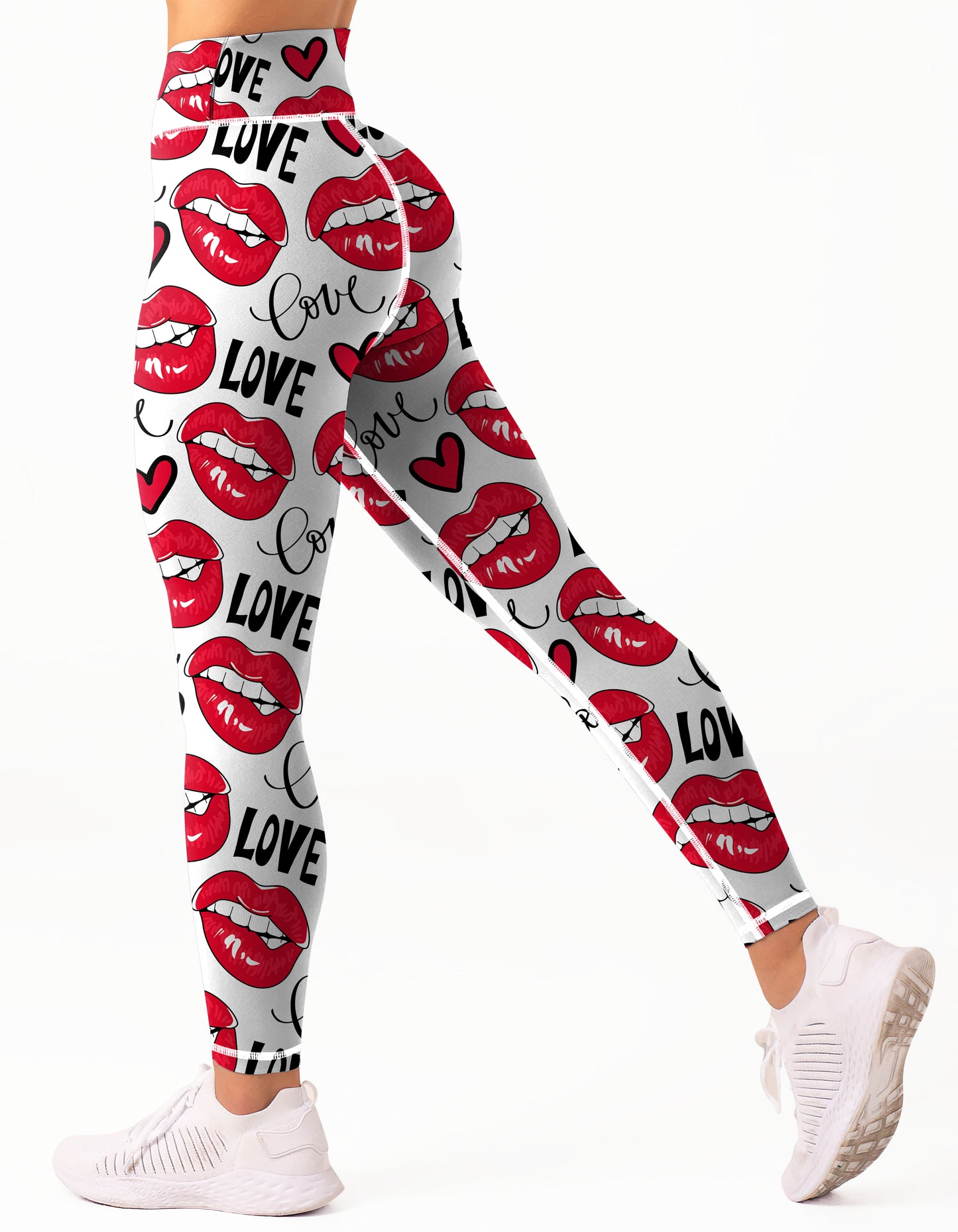 Hot Sportswear Printed Valentine's Day Letters love High Waisted Hip Lift Stylish Stretch Exercise Tights Yoga Pants Leggings