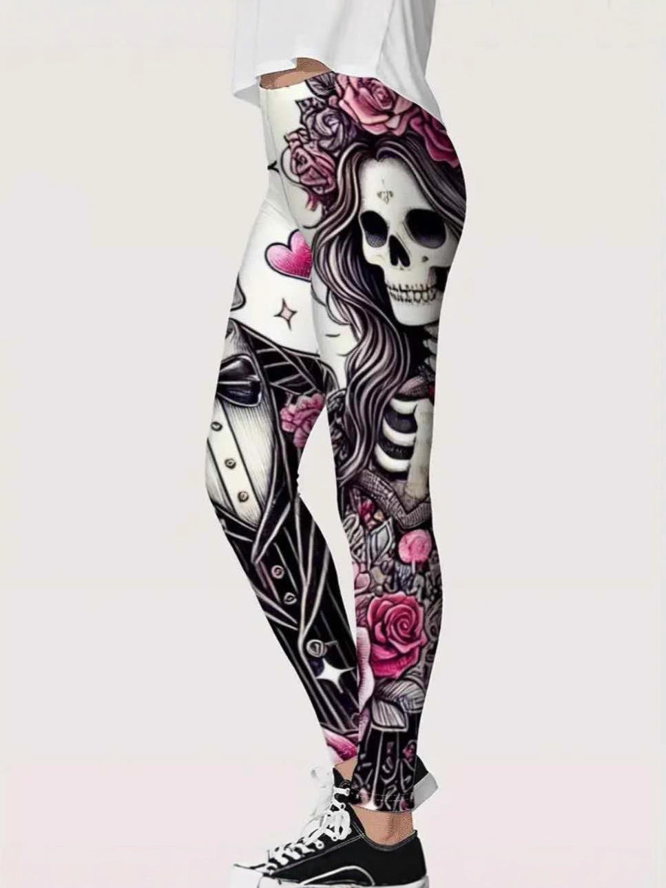 Women's Thin High Waist Seamed Stretch Fitness Running Printed Yoga Pants Breathable Knitted Material Patterned Yoga Leggings