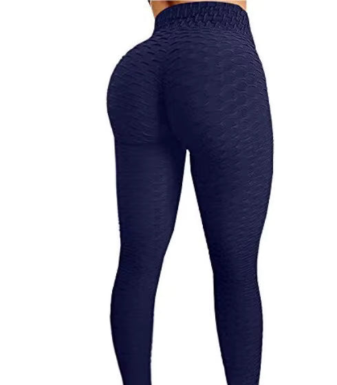 Trendy Workout Pants Tummy Control Butt Lift Tights Jacquard Bubble Exercise Leggings High Waist Yoga Pants