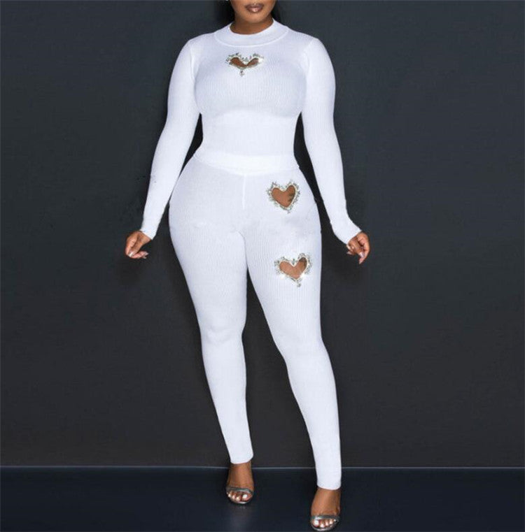 New Arrivals love Heart Valentines Outfits Women 2 Piece Legging Set Women