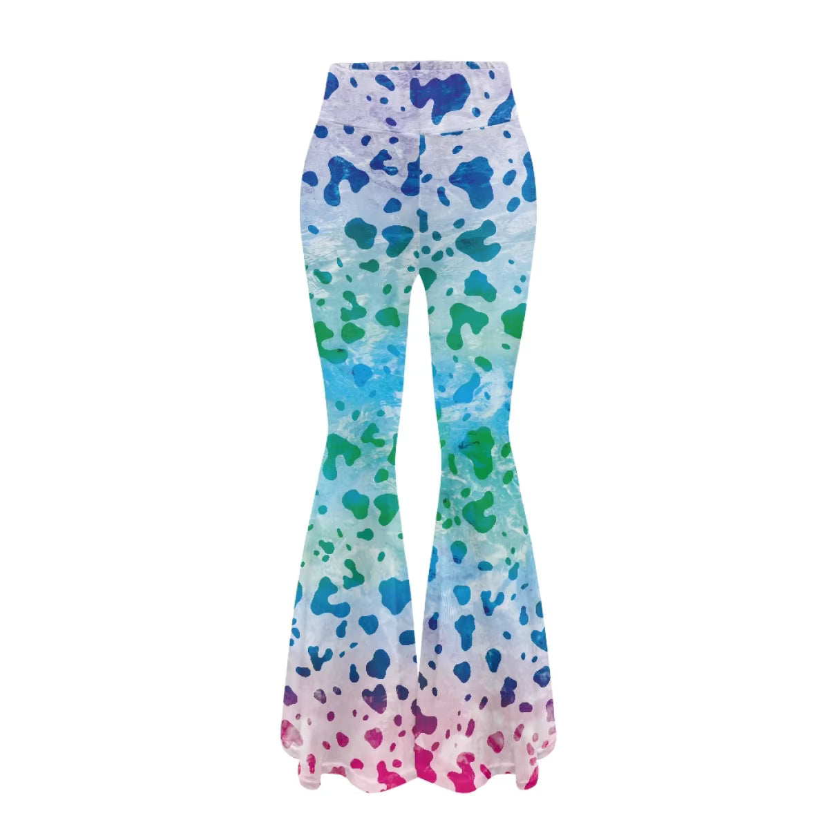 Flared Yoga Pants with Rainbow Heart Pattern Valentine's Day Themed Leggings for Women