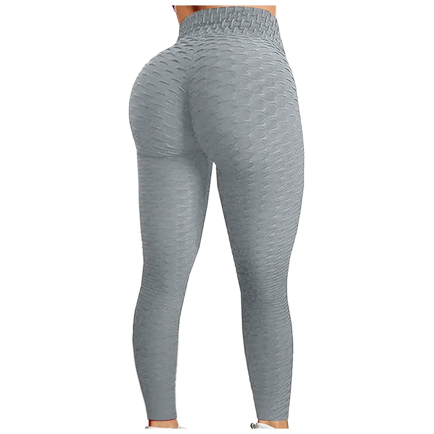 Trendy Workout Pants Tummy Control Butt Lift Tights Jacquard Bubble Exercise Leggings High Waist Yoga Pants