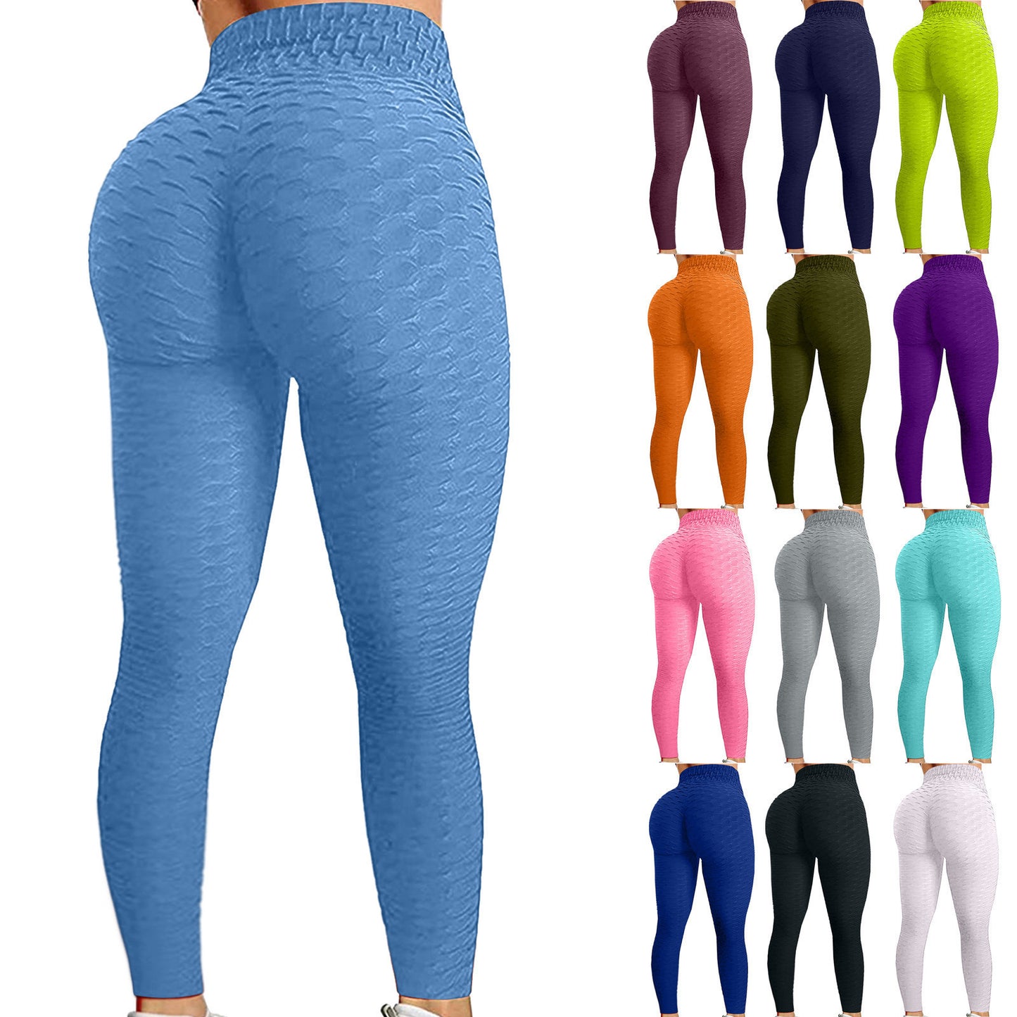 Trendy Workout Pants Tummy Control Butt Lift Tights Jacquard Bubble Exercise Leggings High Waist Yoga Pants