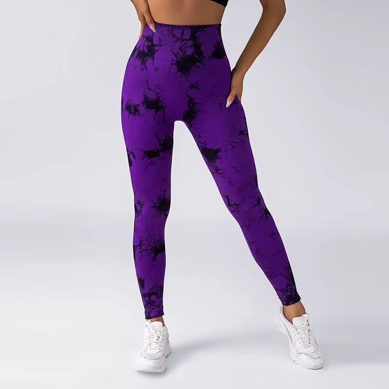 Tie Dye Seamless High Waisted Workout Gym Fitness Leggings for Women Scrunch Butt Lifting Yoga Gym Athletic Pants