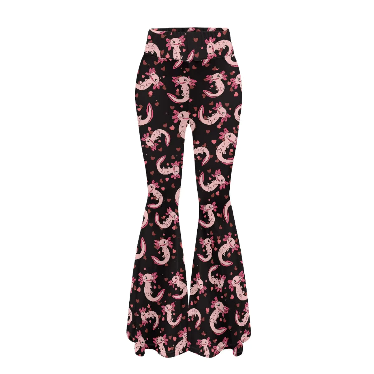 Flared Yoga Pants with Rainbow Heart Pattern Valentine's Day Themed Leggings for Women