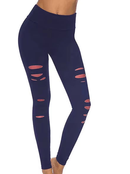 High Quality Women Seamless Yoga Pants Casual Cutout Ripped Butt Lifter Tummy Control Yoga Skinny Leggings