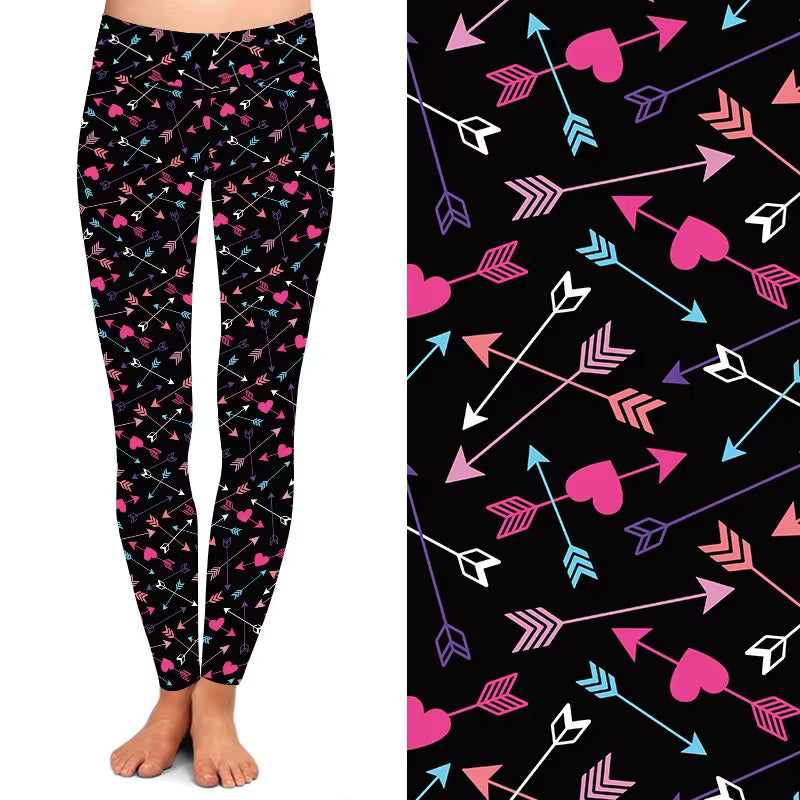 Digital Print Sexy Lips Bowknot Valentine Red Heart love Letters Printed Legging