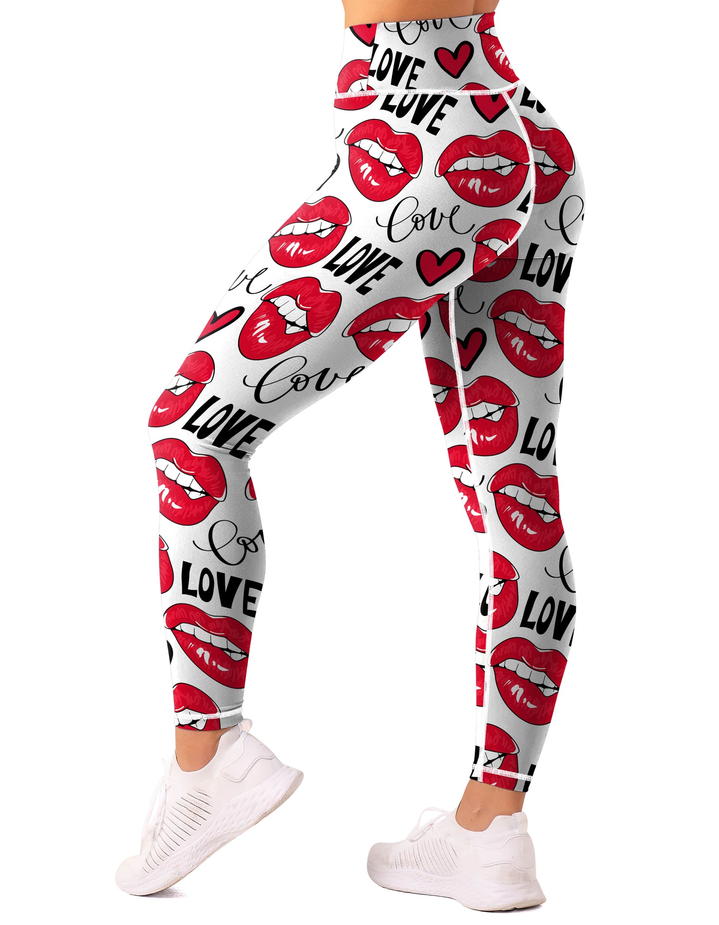 Hot Sportswear Printed Valentine's Day Letters love High Waisted Hip Lift Stylish Stretch Exercise Tights Yoga Pants Leggings
