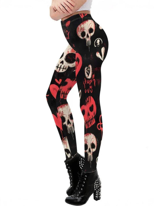 Women's Thin High Waist Seamed Stretch Fitness Running Printed Yoga Pants Breathable Knitted Material Patterned Yoga Leggings