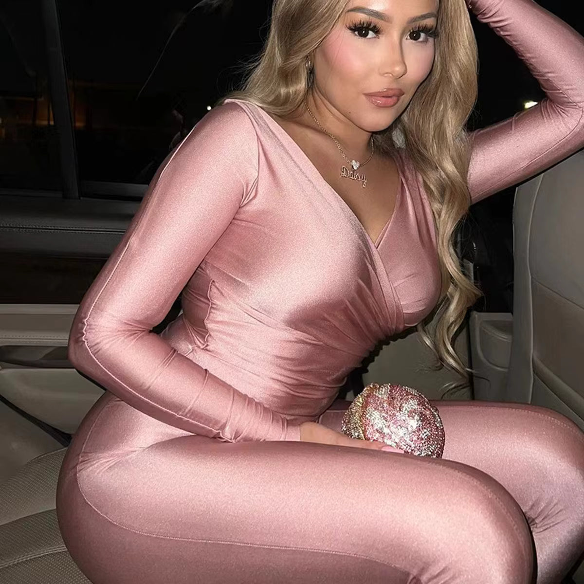 Valentine's Day Sexy Two Pieces Legging Set With off Shoulder Long Sleeve Crop Top and High Waist Legging