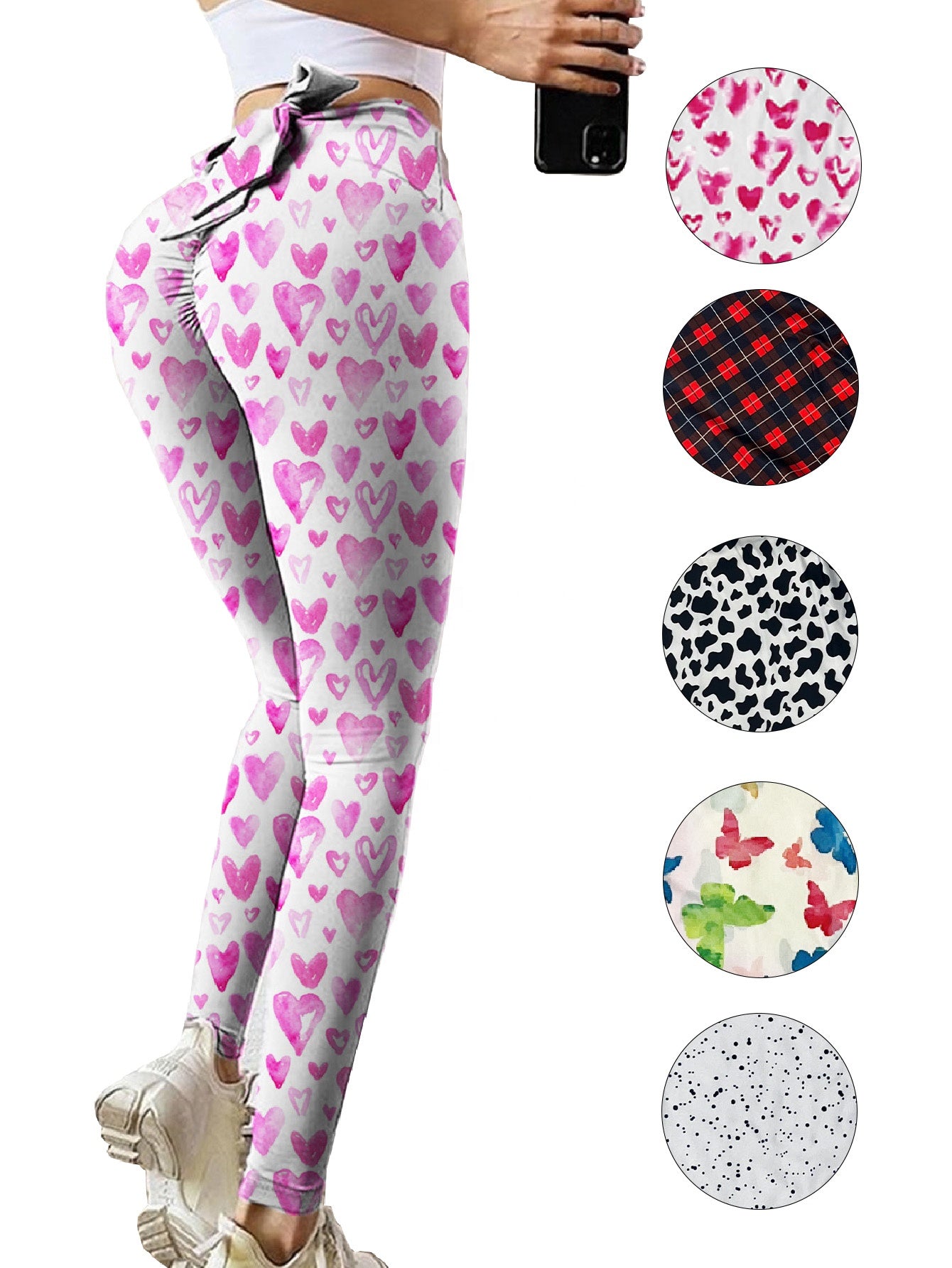 Women's Sexy Waist Back Print Breathable Quick Dry Four-Way Stretch Yoga Pants Sports Peach Hip Gym Leggings Plus Size Fitness