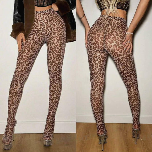Valentine's Day High Waisted Leopard Print Yoga Pants Sports Stretch Leggings for Women