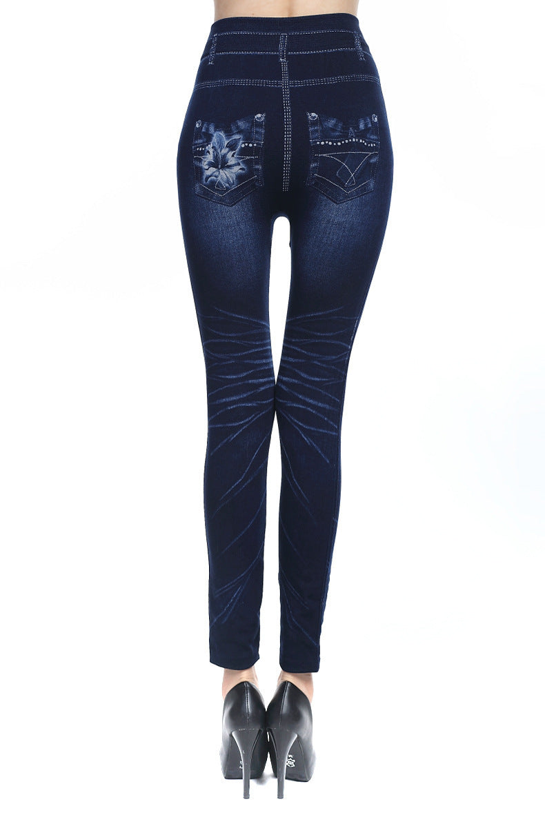 Slim High Waist Skinny Jeans for Women Heart Flowers Yoga Jeans Scrunch Butt Jeans Leggings