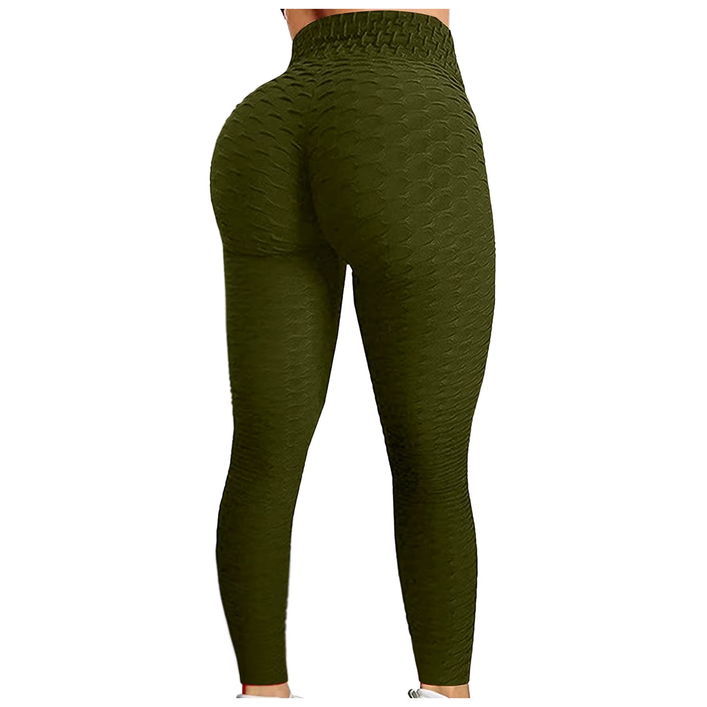 Trendy Workout Pants Tummy Control Butt Lift Tights Jacquard Bubble Exercise Leggings High Waist Yoga Pants