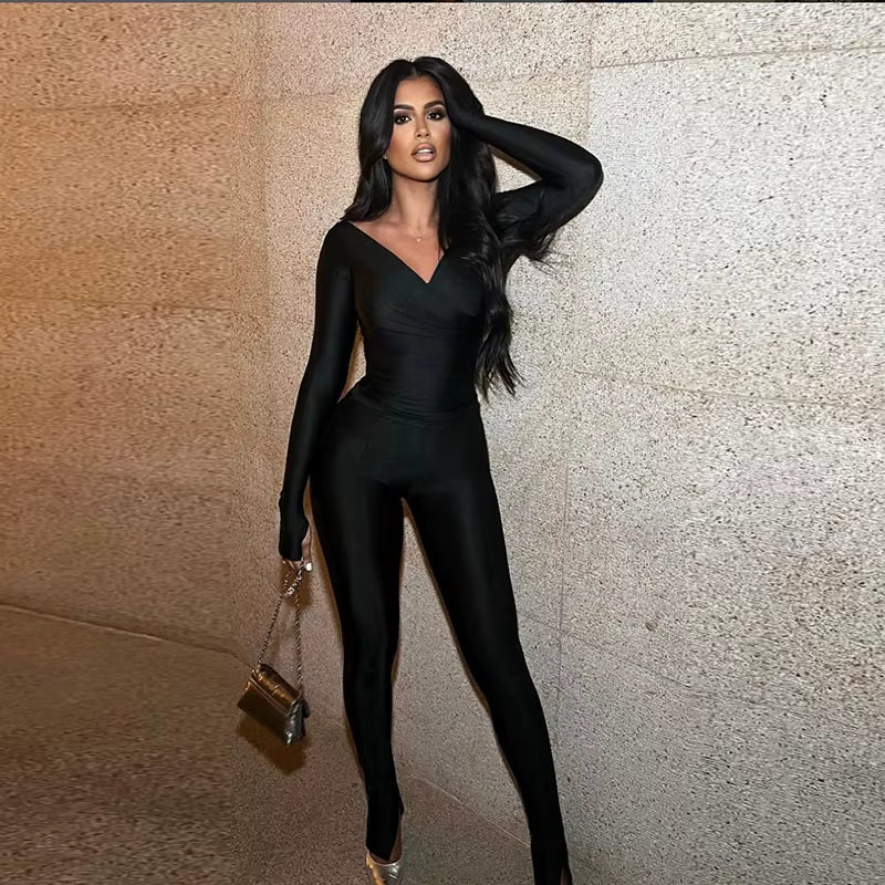 Valentine's Day Sexy Two Pieces Legging Set With off Shoulder Long Sleeve Crop Top and High Waist Legging