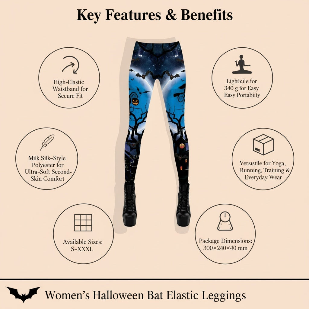 Women's Halloween Bat Elastic Leggings