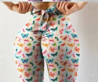 Women's Sexy Waist Back Print Breathable Quick Dry Four-Way Stretch Yoga Pants Sports Peach Hip Gym Leggings Plus Size Fitness