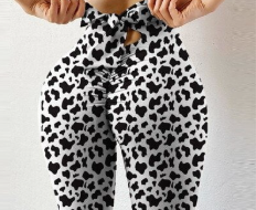 Women's Sexy Waist Back Print Breathable Quick Dry Four-Way Stretch Yoga Pants Sports Peach Hip Gym Leggings Plus Size Fitness