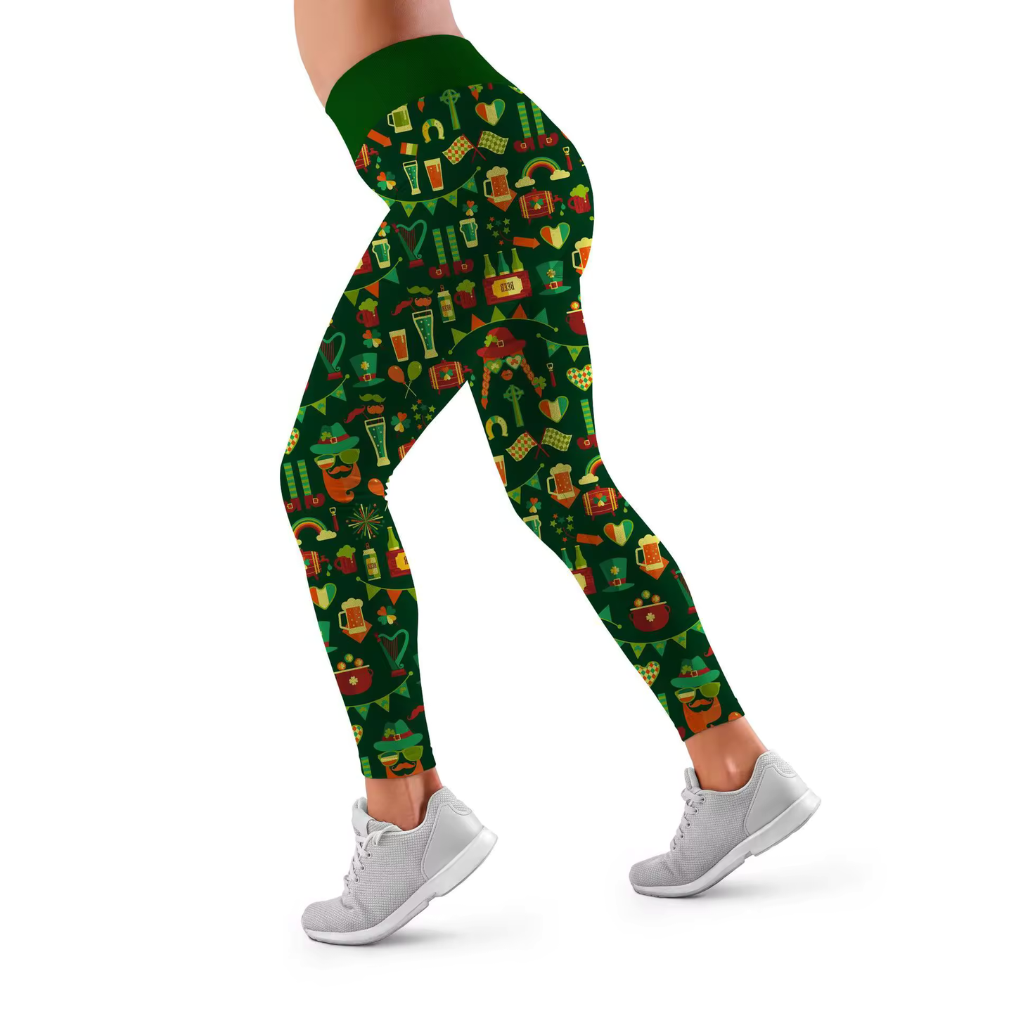 St. Patrick's Day Trendy Fun and Drinks Leggings