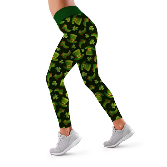 St. Patrick's Day Trendy Hats, Clovers, and Shoes Leggings